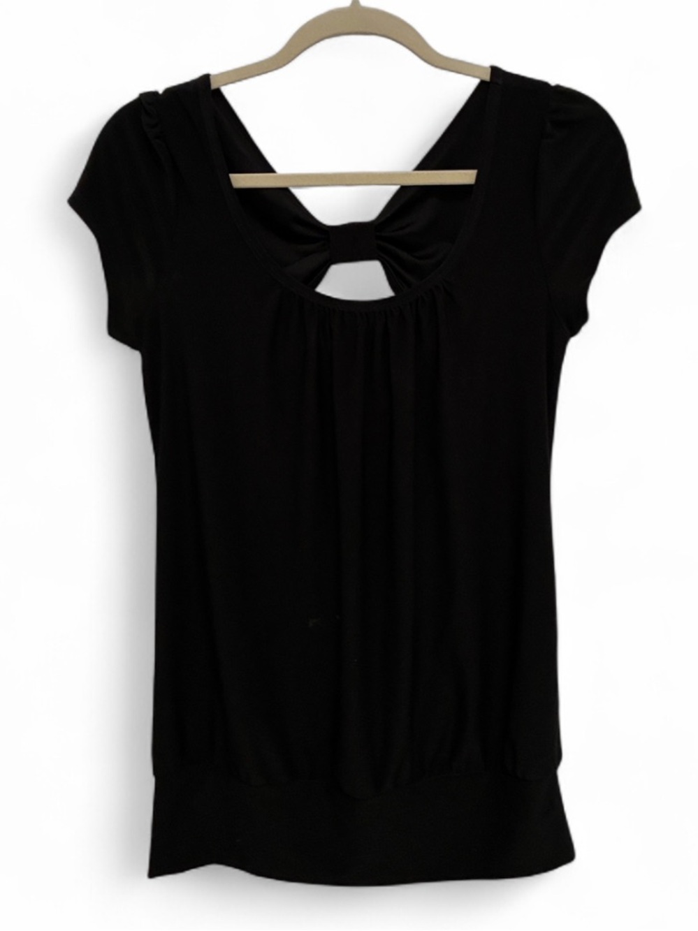Y2K Heart Soul Black Short Sleeve Scoop Neck Top